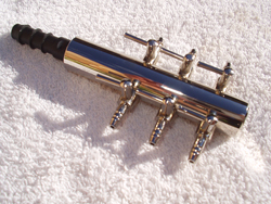 6 way chrome manifold